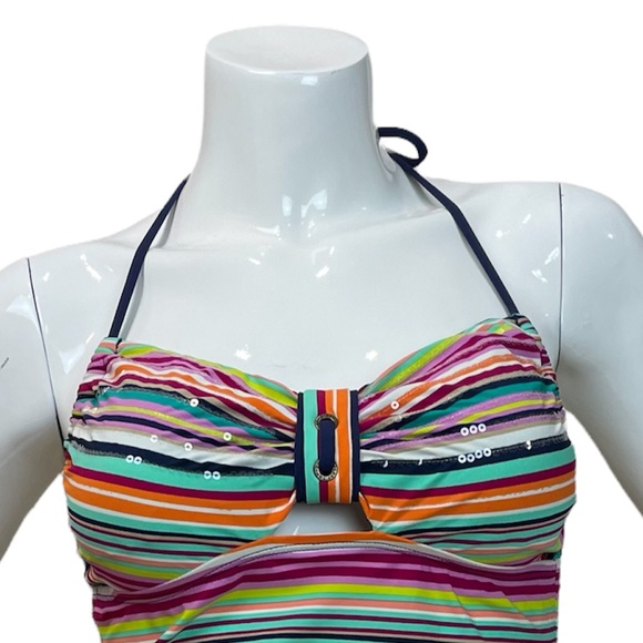 Sperry Top-Sider Navy Stripe Espadrille Tankini Top with Subtle Sequin Details - Picture 3 of 8